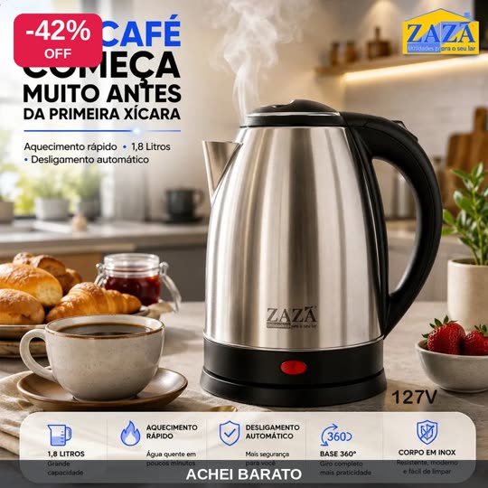Chaleira elétrica inox 1,8 L